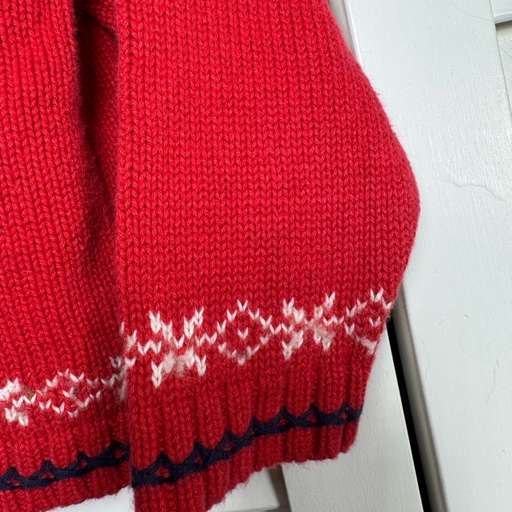Vintage Second Step Toddler Kids Red Snowman Cardigan Sweater Size 18M - Picture 2 of 5